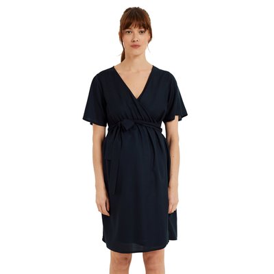 Robe courte fluide portefeuille unie grossesse et allaitement VERTBAUDET