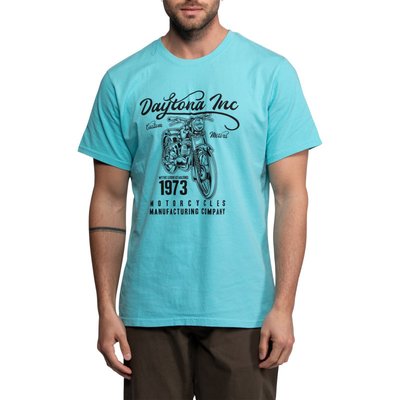 Tee-shirt coupe droite Daytona en coton bleu ciel avec un grand imprimé noir à l'avant - Taille XL DAYTONA