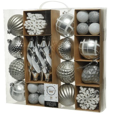 Boite de 50 décors de Noël tons argentés PIER IMPORT