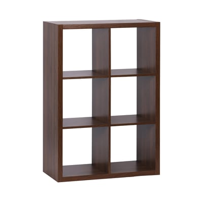 Etagère bibliothèque décor bois 2 niveaux 6 compartiments BASIKS SWEEEK