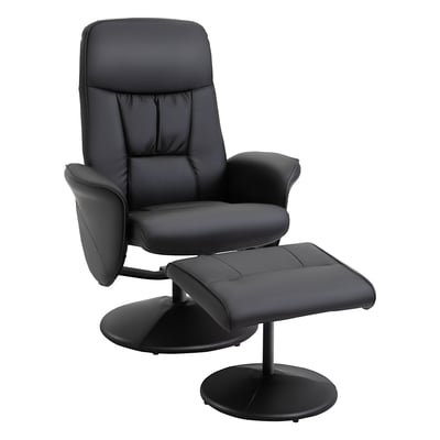 Fauteuil inclinable avec repose-pieds PU Noir HOMCOM