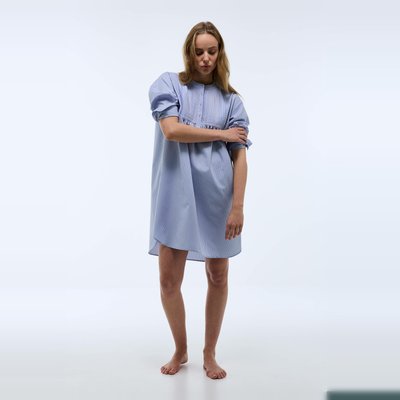 Chemise de nuit manches longues  à rayures fines MONOPRIX