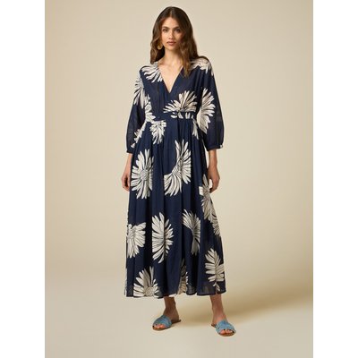 Long dress in patterned cotton muslin OLTRE