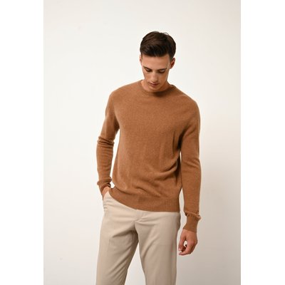 HOWARD pull col rond noisette en cachemire JUST CASHMERE