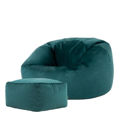 Pouf classique et son repose-pied velours - AURORA ICON