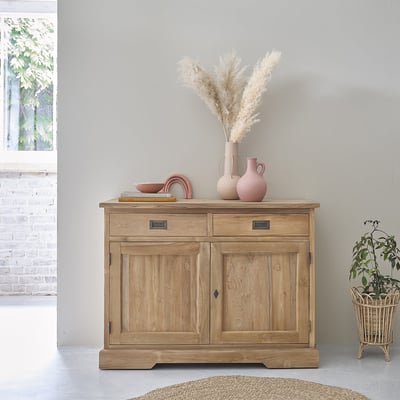 Buffet en teck massif 120 cm 2 portes 2 tiroirs  BOSTON BERAH GETAH