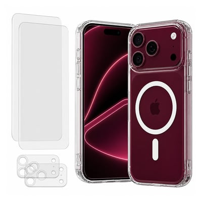 Coque Anti-choc Magnétique compatible Magsafe pour iPhone 18 Pro Max Transparente + 2 protections écran et 2 protections objectif caméra EVETANE