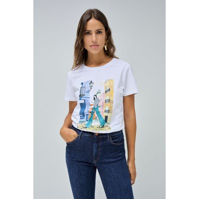 T-SHIRT BLANCHE AVEC IMPRIMÉ DE LISBONNE SALSA JEANS