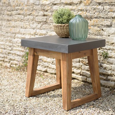Table d'appoint pour jardin bois et résine effet béton HERCULE PIER IMPORT