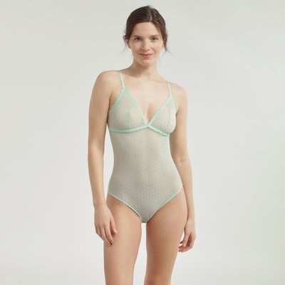 Dim Shiny Mesh, Body en tulle à pois en fil textile DIM