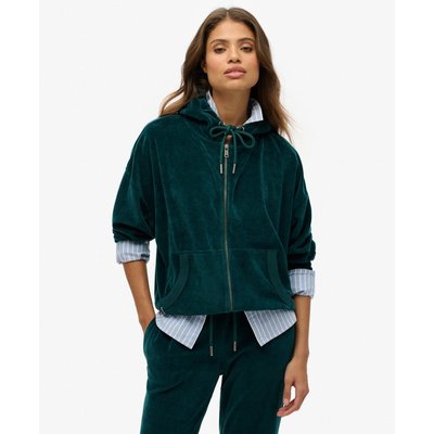 Sweat à capuche zippé en velours SUPERDRY