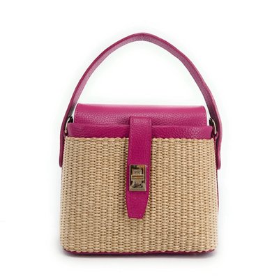 Mini-sac à main en cuir et raphia SIENNA OH MY BAG
