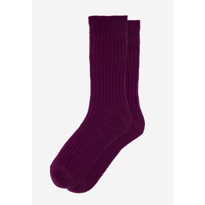 Chaussettes mi-hautes prune avec mohair Andy LE SLIP FRANCAIS