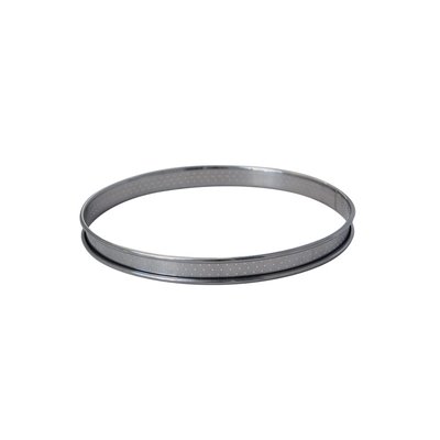 Cercle à tarte perforé bord roulé 6 cm en inox DE BUYER