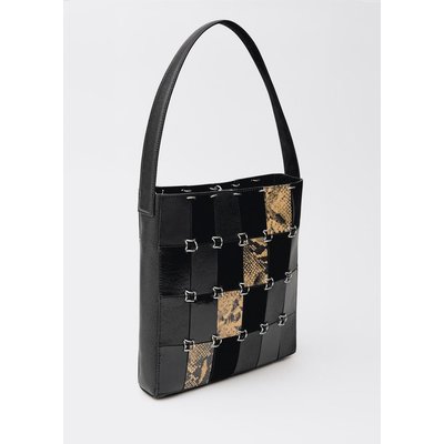 Sac cuir patchwork combiné MANGO
