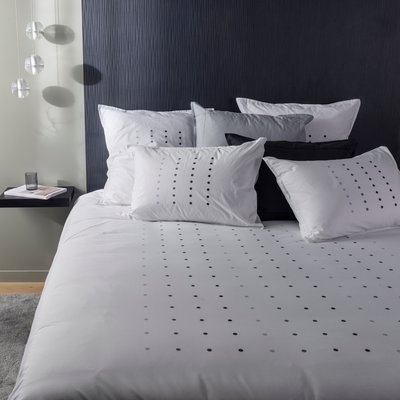 Housse de couette coton DOTSY CARRE BLANC