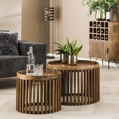 Table basse gigogne plateau amovible en bois (lot de 2) DELHI PIER IMPORT
