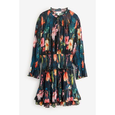 Robe courte avec lien au col en mesh à fleurs NEXT