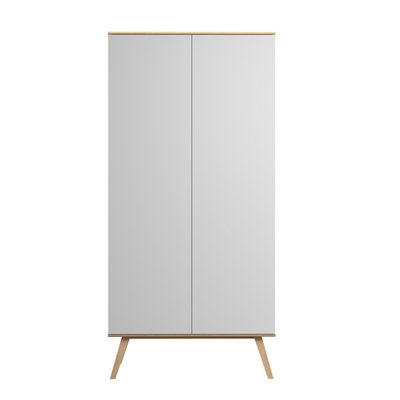 Armoire 2 Portes avec Penderie et 8 Étagères L100 x H207cm - Nature CALICOSY