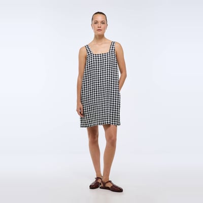 Robe courte vichy en lin MONOPRIX