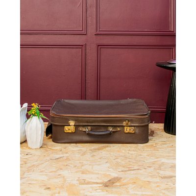 Malle marron en simili cuir Lucienne N°171 - Bon état DEBONGOUT