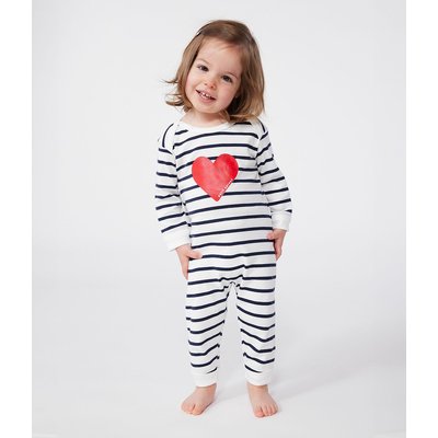 Baumwoll-Pyjama ohne Druckknöpfe, Herzmotiv vorne PETIT BATEAU