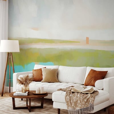 Papier peint Horizon absolu vert olive & turquoise HEXOA