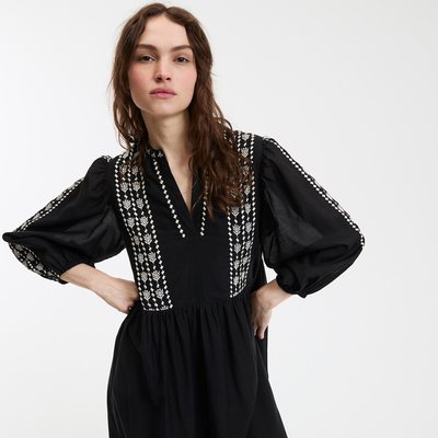 Uitlopende jurk, lang, 3/4 mouwen LA REDOUTE COLLECTIONS