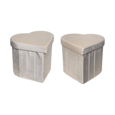 Tabouret-coffre pliant pour enfant velours coeur (lot de 2) JOY SWEEEK