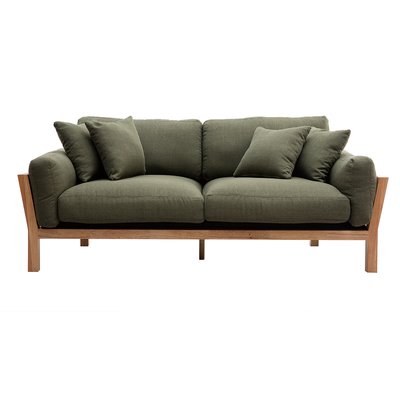 Canapé scandinave déhoussable 3 places en tissu et bois KYO MILIBOO