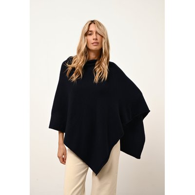 ASHLEY poncho col bateau navy en cachemire JUST CASHMERE