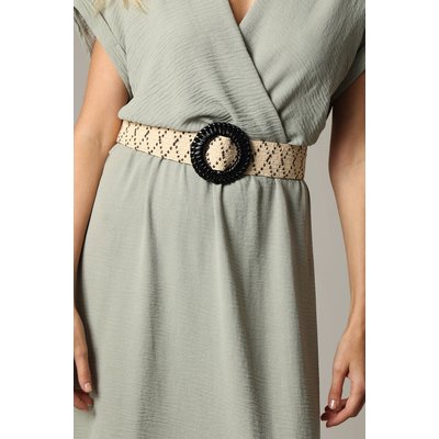 Ceinture tressée bicolore à motifs géométriques avec boucle décorative LYSADE DEELUXE