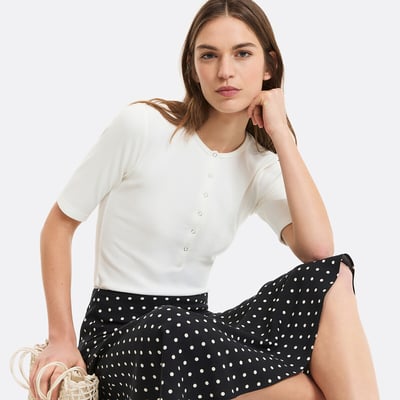 Grandad Collar T-Shirt with Short Sleeves LA REDOUTE COLLECTIONS
