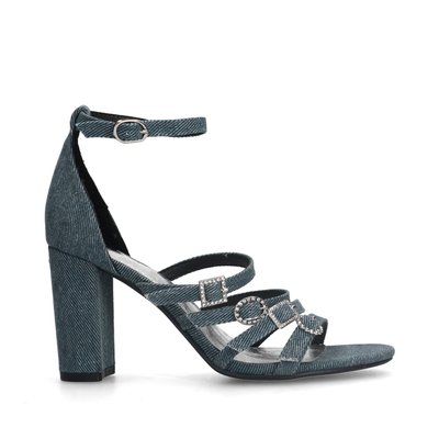 Sandales à talon en denim avec strass SACHA