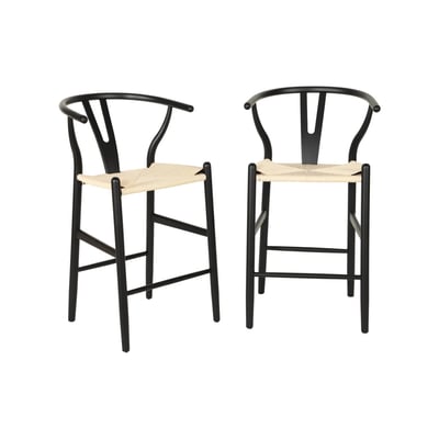 Tabouret de bar vintage bois de hêtre et cordes (lot de 2) CECILE SWEEEK