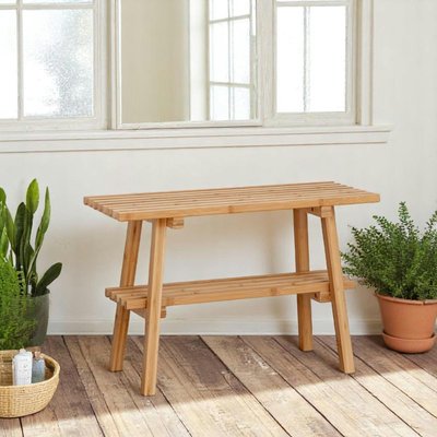Banc en bambou avec 2 plateaux, pour sdb ou entrée BRUGES PIER IMPORT