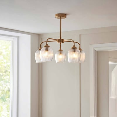 Ashbee 5-Light Drop Ribbed Glass Pendant Light ÉDITÉ