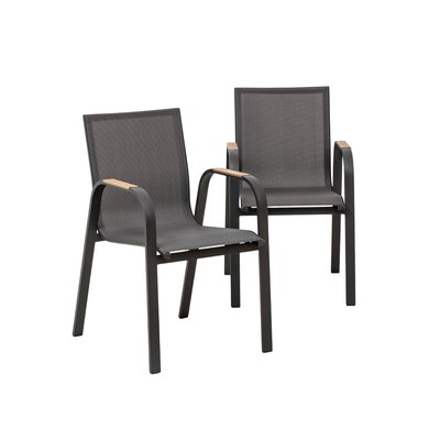 Chaise de jardin en aluminium gris foncé (lot de 2) AYDEN MADE IN MEUBLES 