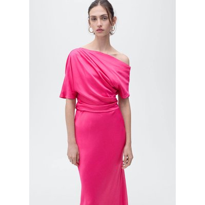 Robe midi asymétrique drapée MANGO