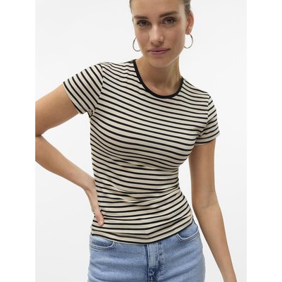T-shirt às riscas, gola redonda VERO MODA