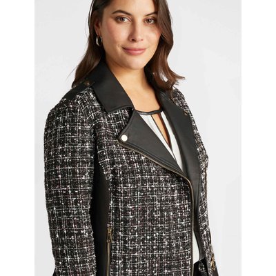 Veste en tweed avec bords en tissu brillant et empiècements stretch FIORELLA RUBINO