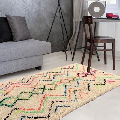 Authentique tapis berbère fait à la main en laine motif ethnic AZILAL 2 UN AMOUR DE TAPIS