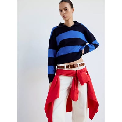 Pull-over rayures col polo MANGO