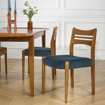 Lot de 2 chaises en hévéa et velours LIAM ROBIN DES BOIS
