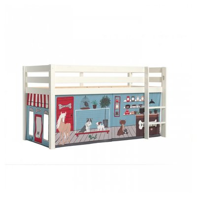 Lit sureleve avec sommier + Rideau Animalerie VIPACK
