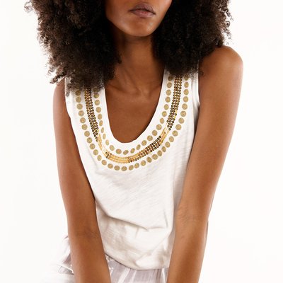 Top débardeur col rond avec broderie sequins ALIX WILD