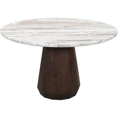 Table à manger ronde en marbre et bois style contemporain RECOLLECTION
