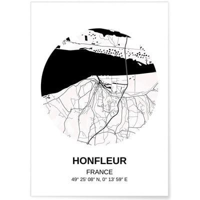 Affiche Carte Honfleur L'AFFICHERIE