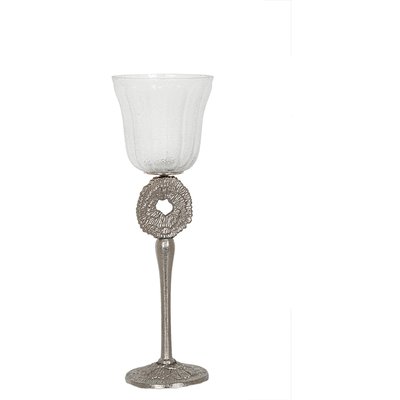 Photophore  texturé en verre et métal argenté satiné RECOLLECTION