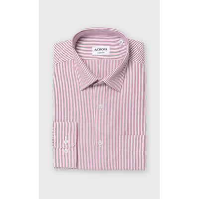 Chemise Confort fit à rayures en Oxford brique ACROSS